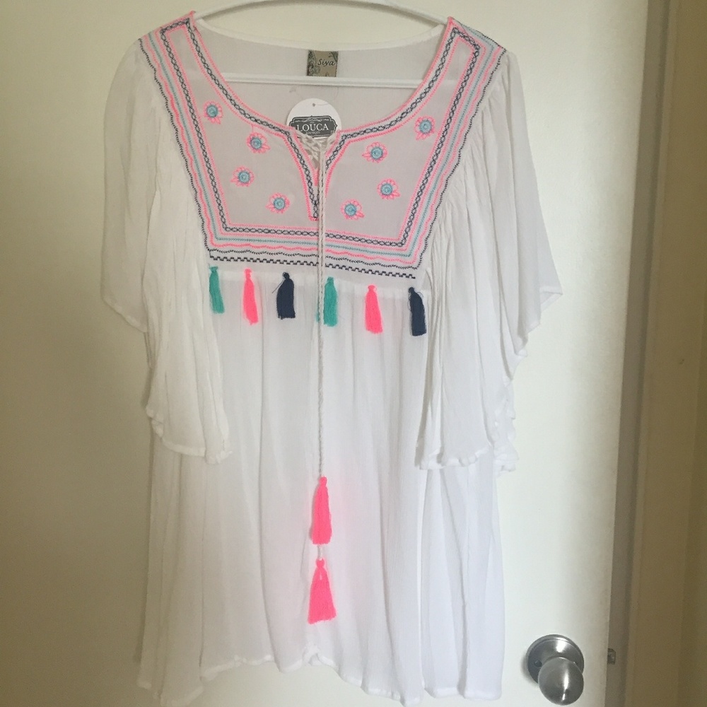 Women's Boho Peasant Flutter Sleeve Blouse